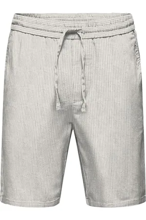 Only & Sons Herren O&S 7/8 Kurze Chino Shorts Gestreift Hose Regular Fit Leinen Trousers Oberschenkellang ONSLINUS