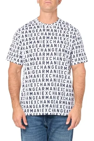 Armani Exchange A|X Herren-T-Shirt, Normale Passform, Baumwoll-Jersey, Bedruckt mit Allover-Logo, , L