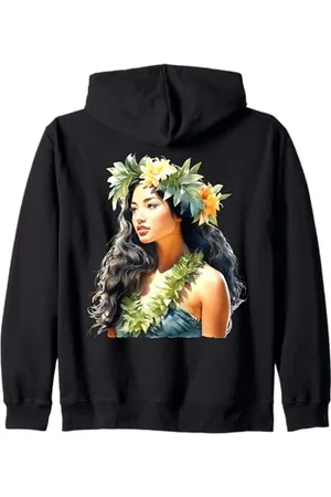 Urban Empyre Hawaiianisches Mädchen x Hula-Mädchen Aquarell Kapuzenjacke