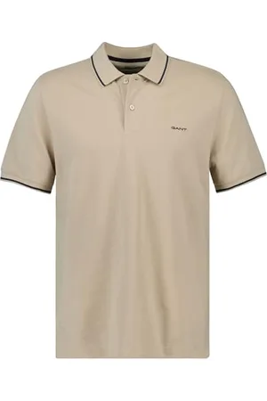 GANT Herren Poloshirt - Tipping Pique Rugger, Kurzarm, Knopfleiste, Logo, Uni Beige XL