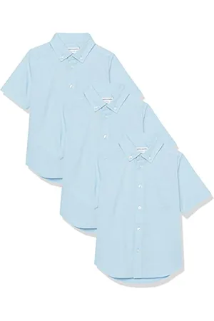 Amazon Jungen Button-Down-Uniformhemden aus Stretch-Popeline-Gewebe mit kurzen Ärmeln, 3er-Pack, , 9 Jahre