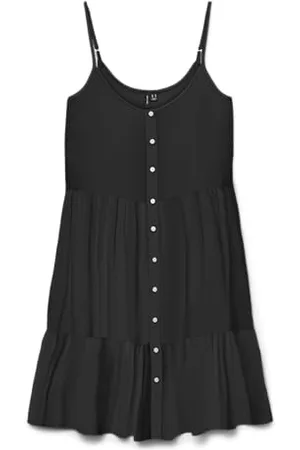 VERO MODA Damen Vmbumpy Short Singlet Dress WVN Ga Noos, Black, XL