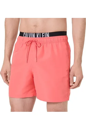 Calvin Klein Herren Badehose Medium Double mit Tunnelzug, Orange (Dazzling Coral), M