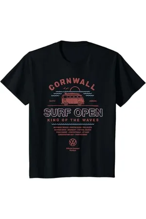 Volkswagen Kinder Wohnmobil Cornwall Surf Open King Of The Waves für Kinder T-Shirt