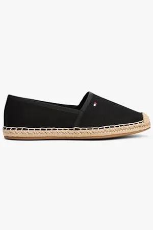 Tommy Hilfiger Damen Espadrilles Flag Canvas mit Logo, (Black), 36
