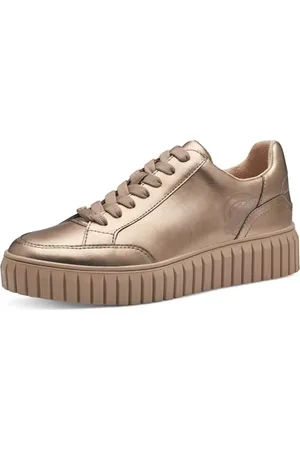 QS by s.Oliver Damen Sneaker flach Low Top Vegan, Gold , 40 EU