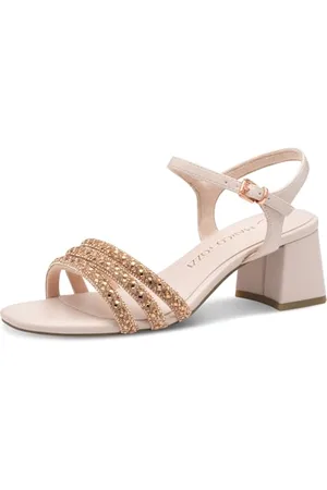 Marco Tozzi Damen Sandalen mit Absatz Runde Spitze Elegant, Beige , 36 EU