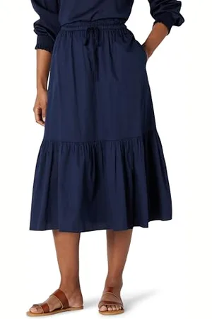 Amazon Damen Ausgestellter Midirock mit Stufen und Baumwoll-Satin (Top Separat Erhältlich), , XL
