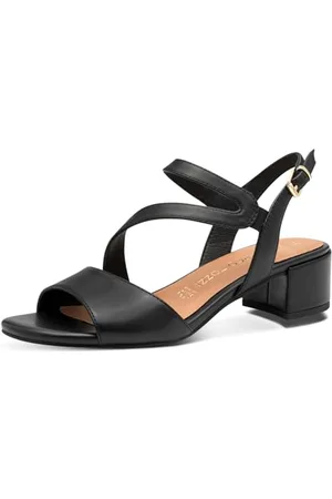 Marco Tozzi Damen Sandalen mit Absatz mit Lederanteil Elegant, (Black), 37 EU