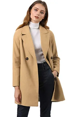 Allegra K Damen Langarm Umlegekragen Zweireiher Raglan Trenchcoat Mantel XS