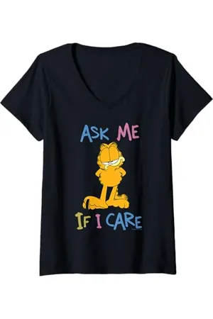 Garfield Damen - Ask Me If I Care T-Shirt mit V-Ausschnitt