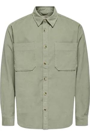 Only & Sons Herren Freizeit Hemd ONSALP - Relaxed Fit XS S M L XL XXL Weiss Grün, Größe:XL, Farbe: 22024716