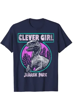 Jurassic Park Distressed Teal Raptor Clever Girl T-Shirt