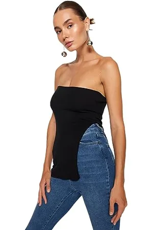 Trendyol Damen Gerade Null-Ärmel Schlank Die Bluse