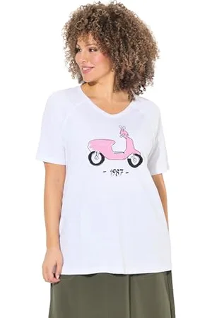 Ulla Popken Damen große Größen Übergrößen Plus Size Shirt mit Vespa Print, Raglan