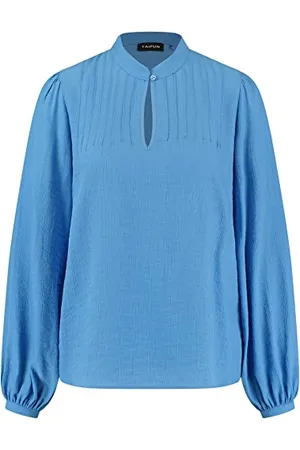 Taifun Damen Bluse mit Biesenplastron Ballonärmel, Langarm, Manschetten unifarben 42