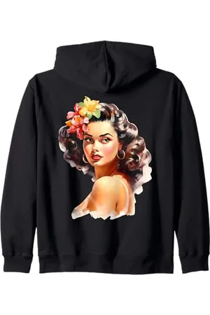Urban Empyre Hübsches hawaiianisches Hula Pin-Up Girl Aquarell Kapuzenjacke
