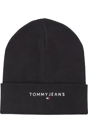 Tommy Hilfiger Herren Strickmütze Linear Logo Beanie Bio-Baumwolle, (Black), Einheitsgröße