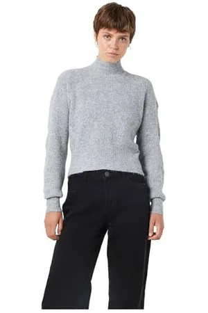 Noisy May Cropped Strickpullover hoher Kragen Rundhals Langarm Basic RIPP Shirt Kurz Regular Fit NMNELLA