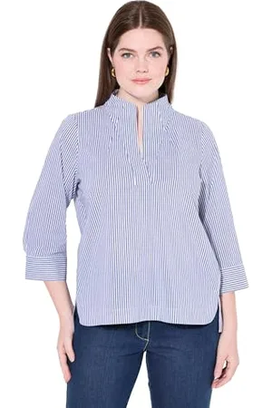 Ulla Popken Damen große Größen Übergrößen Plus Size Kelchkragen Tunika gestreift