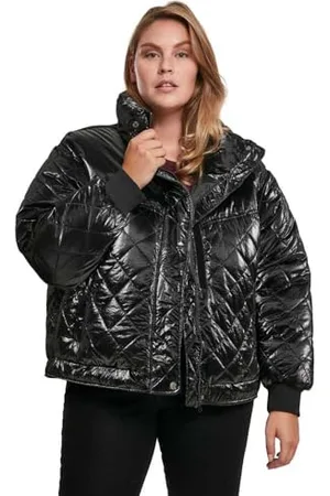 Urban classics Damen TB3065-Ladies Vanish Oversized Diamond Quilt Jacket Jacke, Black, M