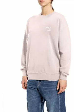 Replay Damen Sweatshirt Oversized, Rosa (Powder Pink 565), XXS