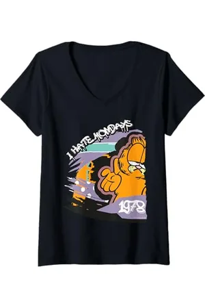 Garfield Damen - Ich hasse Montage Streetwear T-Shirt mit V-Ausschnitt
