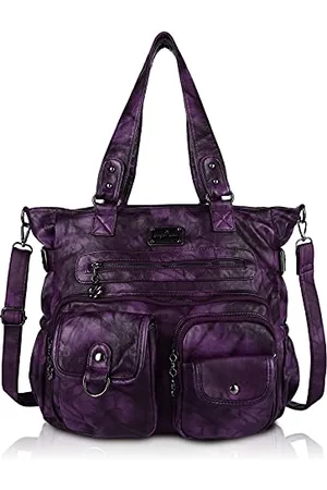 angel kiss Geldbörsen und Handtasche für Damen, weiches PU-Leder, Schultertasche, Damen, Tragetasche, Tragegriff, Schultertasche, 5#D, Violett