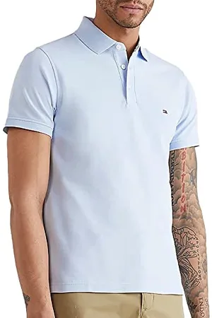 Tommy Hilfiger Herren Poloshirt Langarm Regular Fit mit Knopfleiste, Blau (Breezy Blue), 3XL