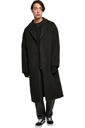 Urban classics Herren Long Coat Mantel, Black, L