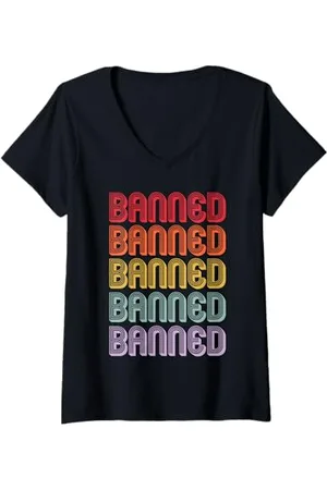 Banned Retro Damen Verboten T-Shirt mit V-Ausschnitt