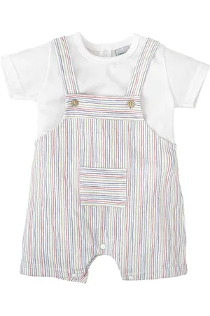 BABIDU Uni Baby Conjunto Bebé Con Peto Corto Y Camiseta, Estampado Rayas Multicolor Set mit Latzhose, , 3 Meses