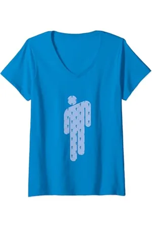 Billie Eilish Offizielles Blohsh Blue T-Shirt mit V-Ausschnitt