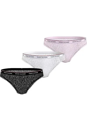 Tommy Hilfiger Damen 3er Pack Slips Bikini Form mit Spitze, Mehrfarbig (Black/White/Light Pink), S