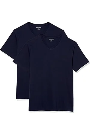 Amazon Herren T-Shirt mit kurzen Ärmeln, V-Ausschnitt und schmaler Passform, 2er-Pack, , M