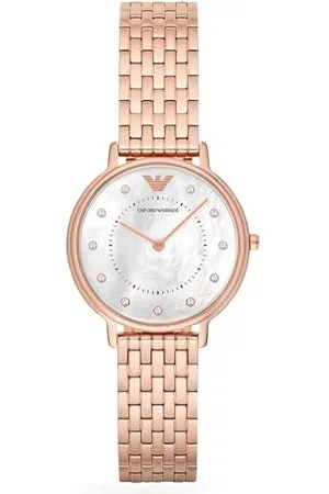 Emporio Armani Uhr für Damen , Zweizeiger Uhrwerk, 32mm Rose Gold Edelstahlgehäuse mit einem Edelstahlarmband, AR11006