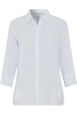 Brax Style Vicki gestreifte Bluse aus Leinen mit verdeckter Knopfleiste