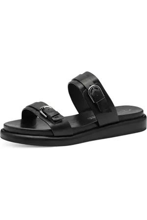 Marco Tozzi Damen Pantoletten mit Schnallen Bequem, (Black), 37 EU