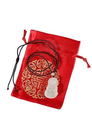 Lachineuse Halskette der Göttin GuanYin - Jadeschmuck - Asiatische Gottheit - Jade & Baumwolle - Verstellbare Kordel - Gratis Satinbeutel - Dekorative Geschenkidee Zen-Objekt Schmuck