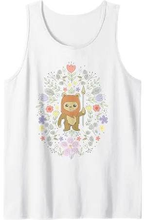 STAR WARS Cute Ewok Spring Flowers Pastel Color Big Logo Tank Top