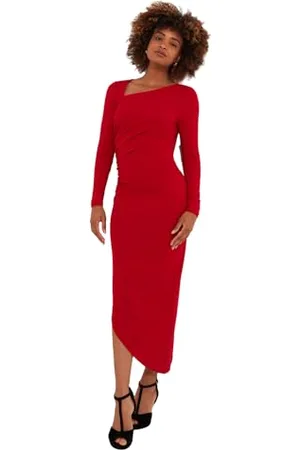 Joe Browns Damen Simple Long-Sleeved Bodycon Dress with Asymmetric Neck and Hem Kleid, , 40