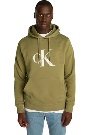 Calvin Klein Herren Hoodie Seasonal Monologo Regular aus Baumwolle, Grün , M