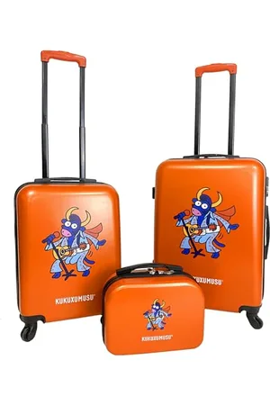 Kukuxumusu Reisekoffer, Hartschale, 4 Räder, 360 Grad, 56,5 x 42 x 21 cm, ABS und Polycarbonat, mit integriertem Schloss, , Set mit mittelgroßem Koffer, Kabinenkoffer und Kosmetiktasche in