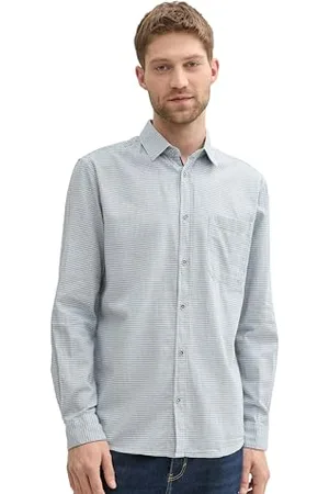 TOM TAILOR Herren Regular Fit Hemd mit Hahnentrittmuster, , M