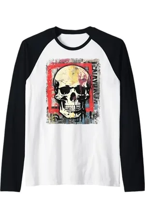 RTUZ Hip Hop Y2K Vintage Hipster Edgy Urban Streetwear Skull Raglan