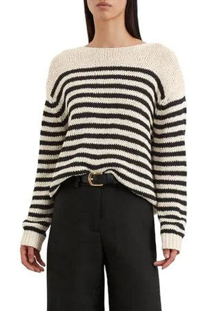 Marc O’ Polo Marc OߴPolo Damen Strickpullover gestreift Loose Fit, (Stripe/Natural Cotton), XS
