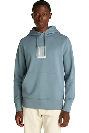 Calvin Klein Herren Hoodie Brush Stroke Graphic aus Baumwolle, Türkis (Trooper), XL