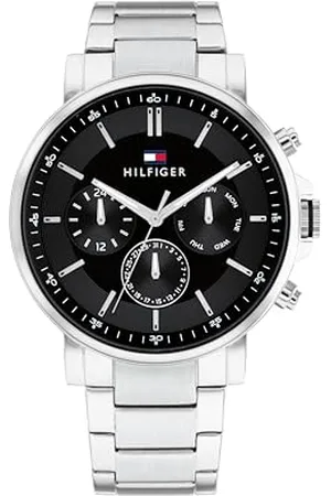 Tommy Hilfiger Multi Zifferblatt Quarz Uhr für Herren mit Silbernes Edelstahlarmband - 1710667