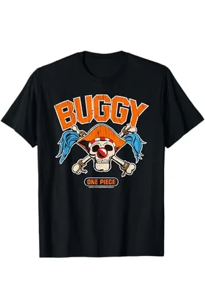 Onepiece Einteiliges Buggy-Emblem, Piratenmotiv, Clown, Totenkopf, gekreuzte Knochen, Anim T-Shirt
