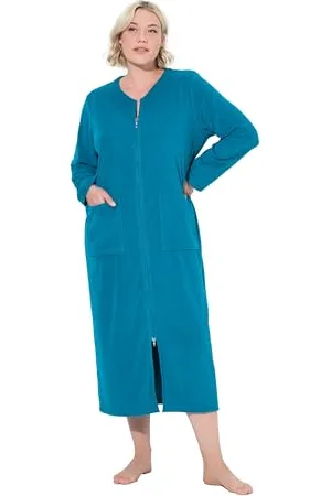 Ulla Popken Damen große Größen Übergrößen Plus Size Bademantel, 2-Wege-Zipper, Frottee, kuschelweich
